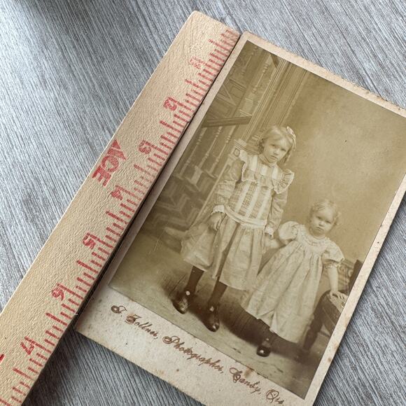 Antique Cabinet Card Photo 2 Children c.1890s J. Tollner Photographer Canby Ohio - Picture 4 of 5